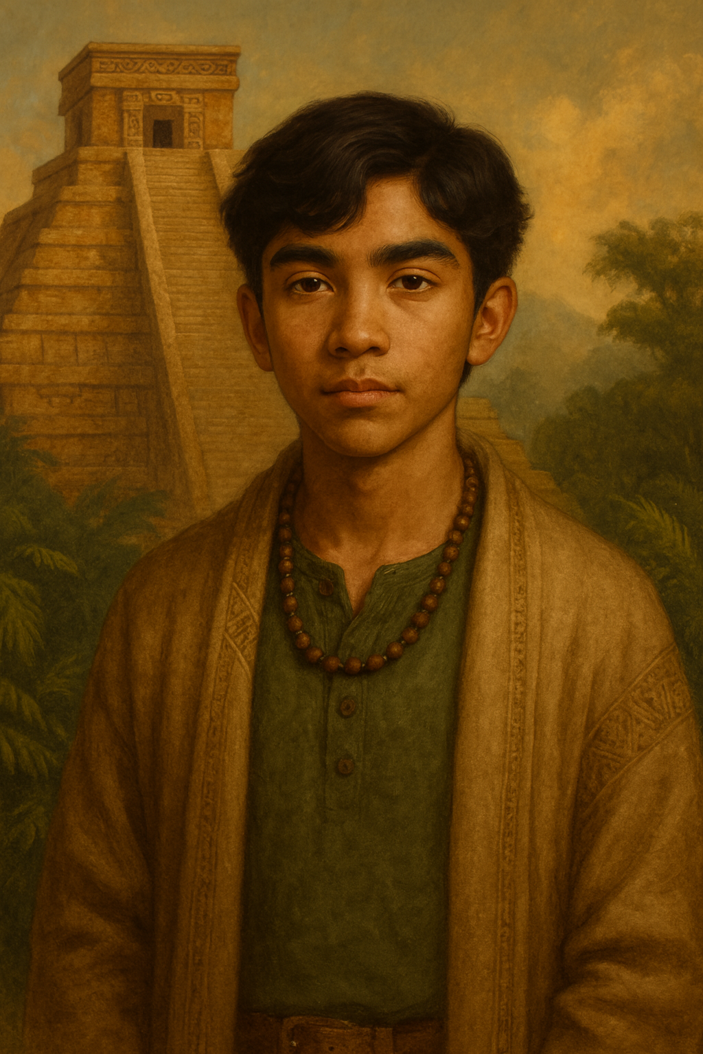 Ethan standing in front of an Aztec temple